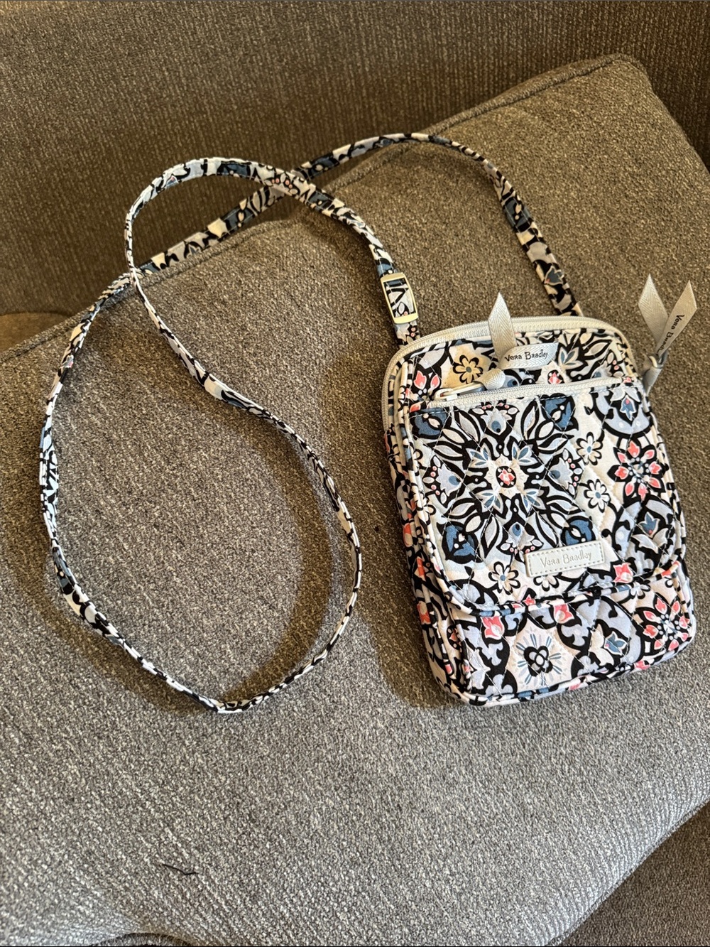 Vera Bradley Floral Quilted Crossbody in Black, Pink & Blue